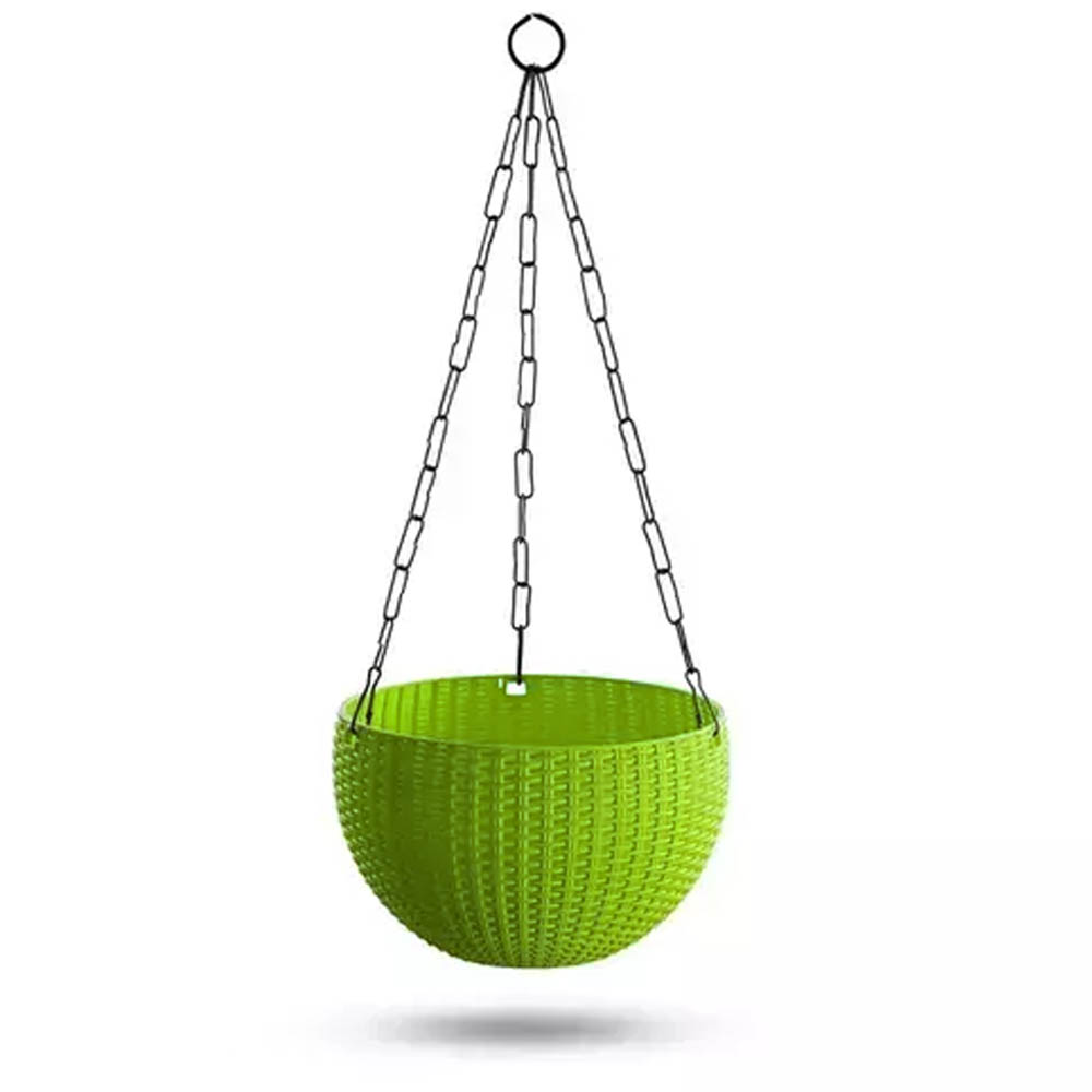 green hanging pot