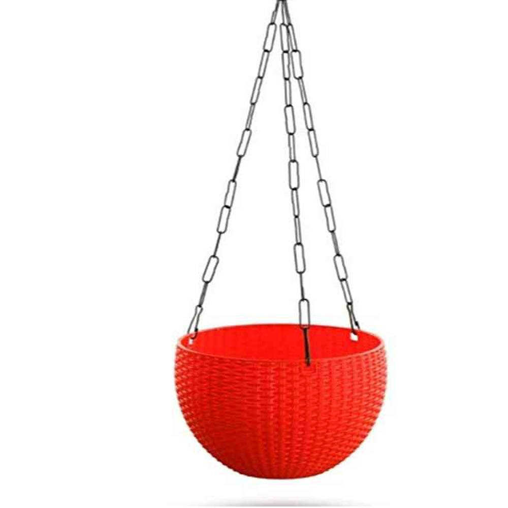 red hanging pot